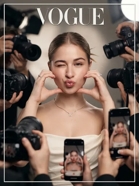 Use the uploaded face as the original face reference to create a realistic Vogue