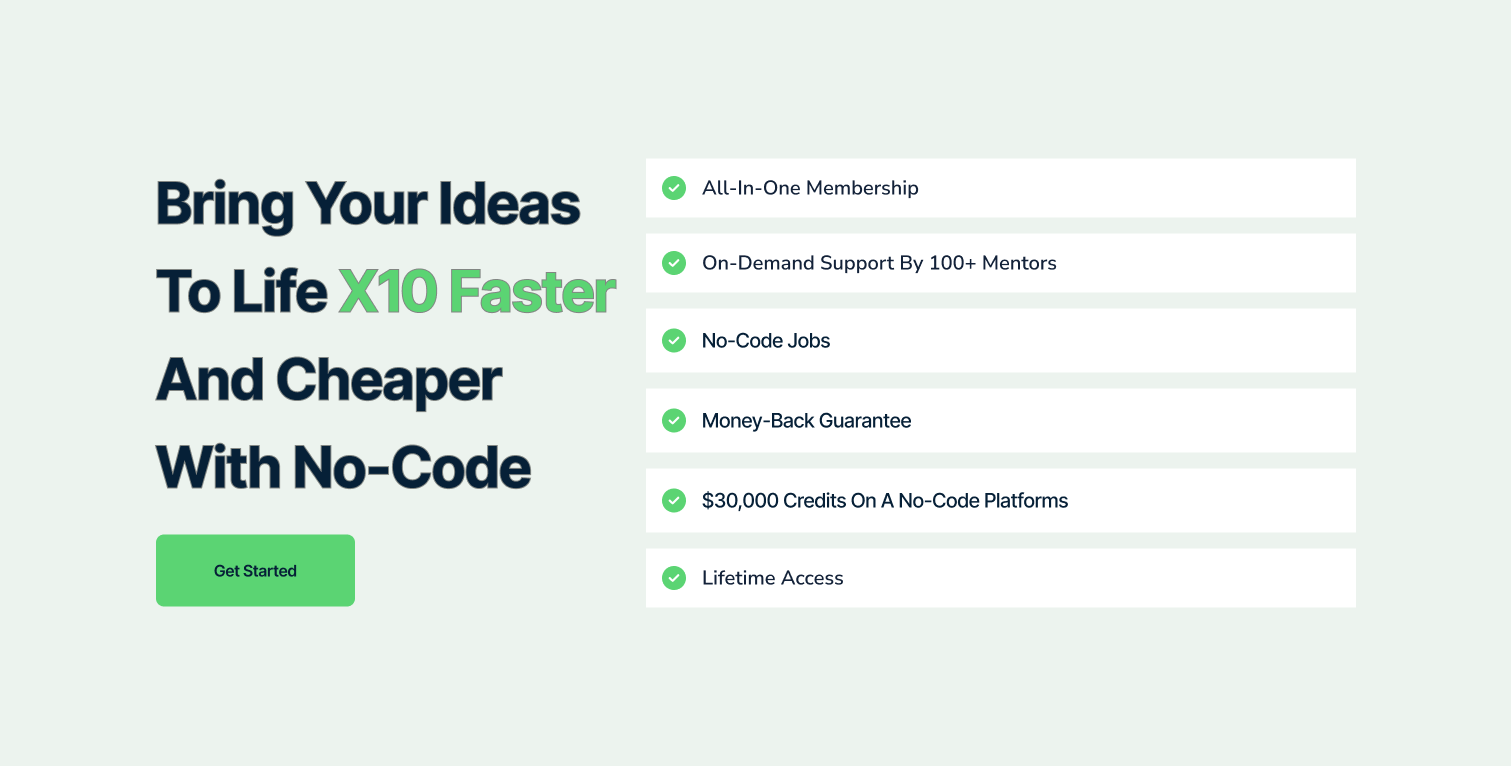 Bring your ideas 10X Times faster and cheaper with no-code