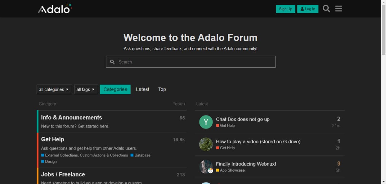 Adalo Forum Website