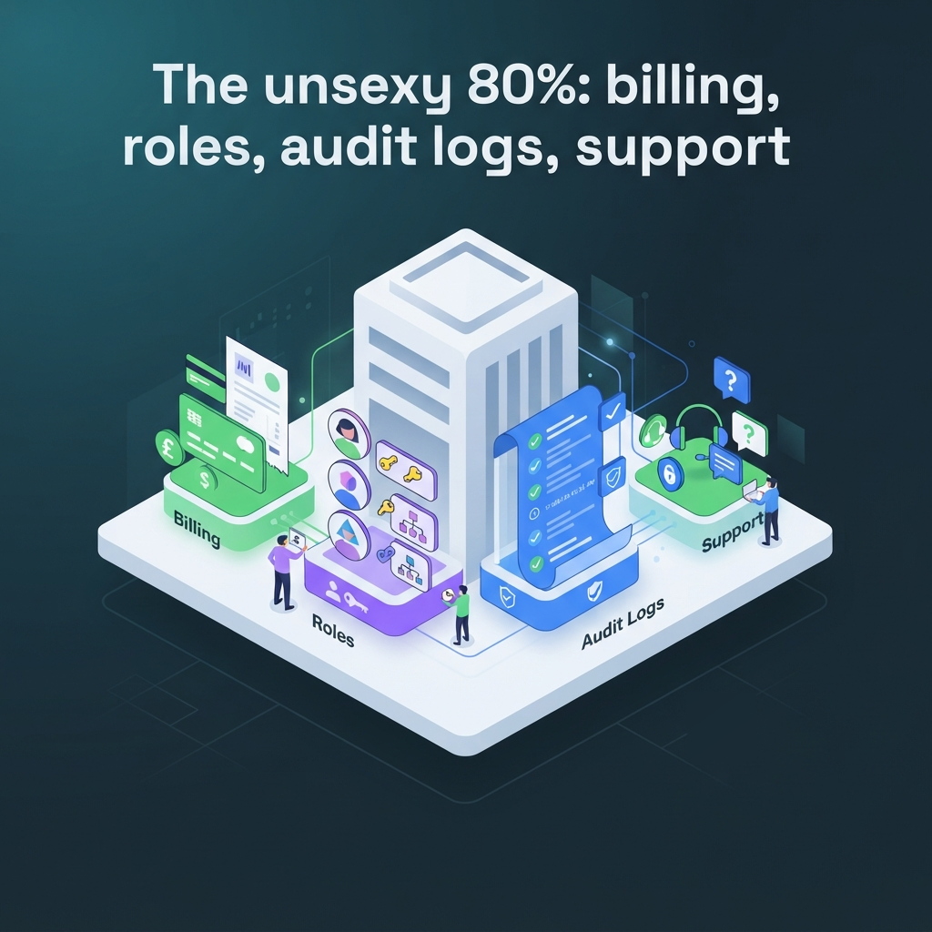 The unsexy 80%: billing, roles, audit logs, support